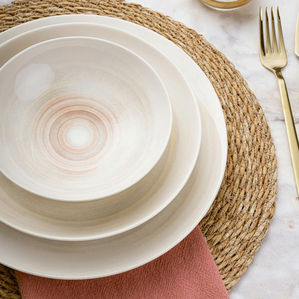 KOMBISERVICE Creme 24-teilig 6 Personen  - Creme, Basics, Keramik (25cm)