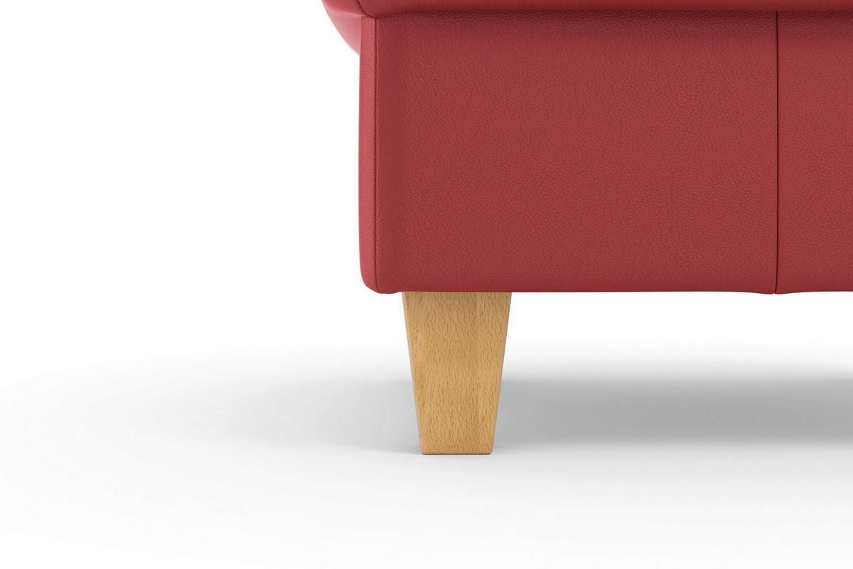 TABURETKA, koža, 58/48/58 cm - farba duba/červená, Basics, koža/drevo (58/48/58cm) - Sit & More