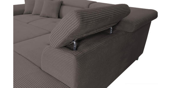 ECKSOFA inkl. Funktionen Anthrazit Cord  - Anthrazit/Silberfarben, Design, Textil/Metall (257/226cm) - Xora