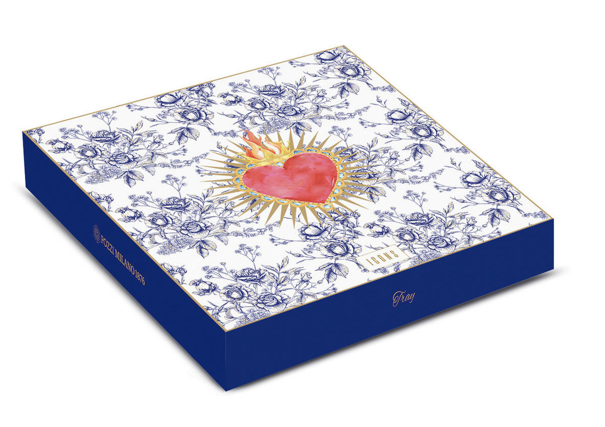 POSLUŽAVNIK DEKORATIVNI  - bijela/plava, Lifestyle, plastika (33/33/4cm)