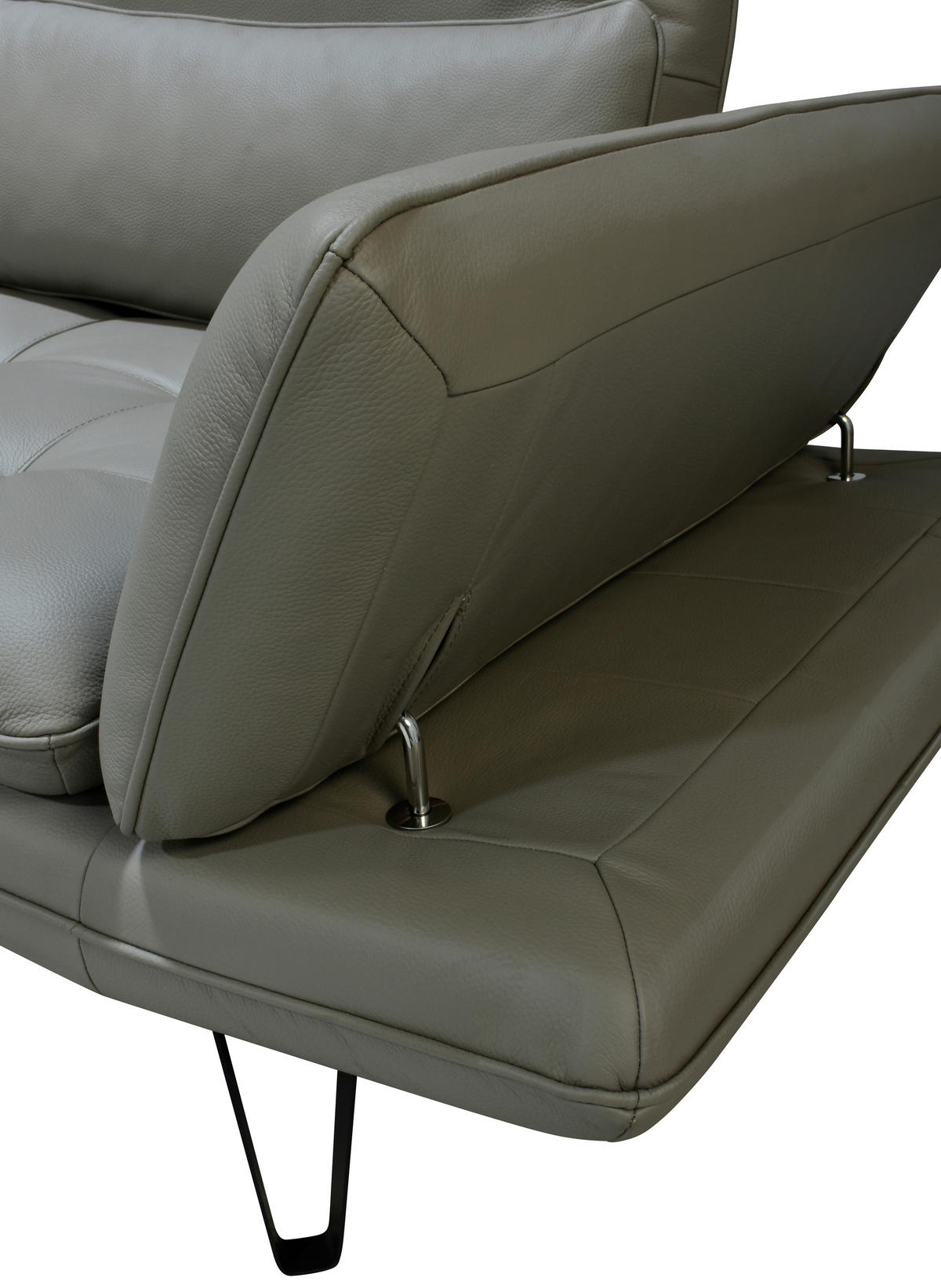 ECKSOFA inkl. Funktionen Taupe Echtleder  - Taupe/Schwarz, Design, Leder/Metall (104-128/312cm) - Celina Home