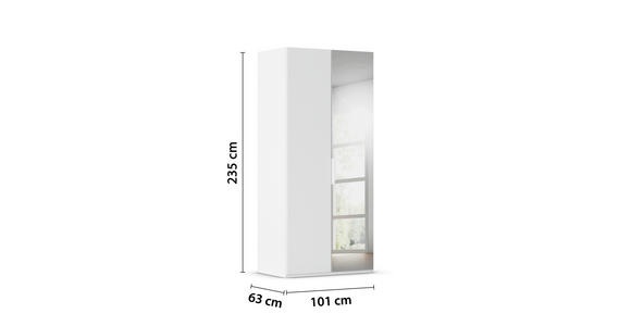 DREHTÜRENSCHRANK 101/235/61 cm,  in Weiß, 2-türig  - Weiß, Basics, Glas/Holzwerkstoff (101/235/61cm) - Novel