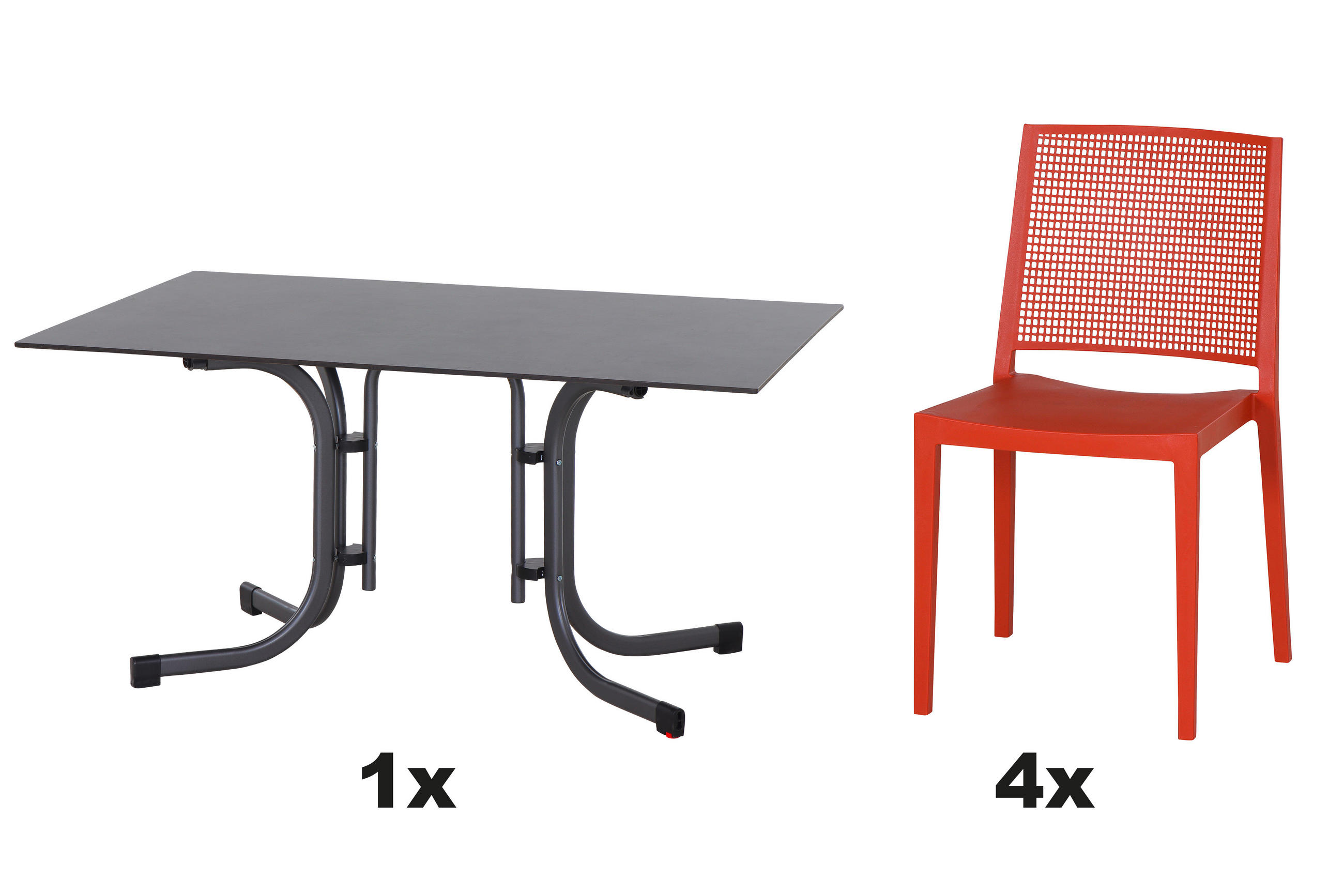 GARTENGARNITUR 5-teilig Stahl  - Anthrazit/Rot, Basics, Kunststoff/Metall (90/80/140cm) - Siena Garden