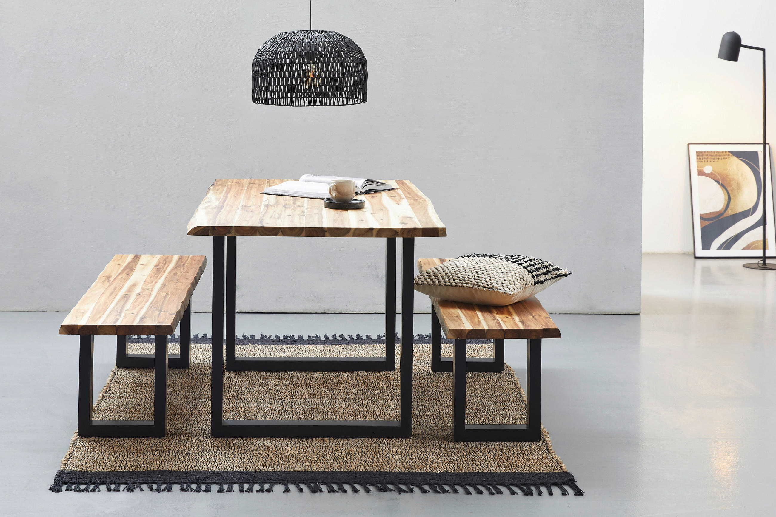 ESSTISCH in Holz 140/90/76 cm  - Schwarz/Akaziefarben, Basics, Holz (140/90/76cm) - MID.YOU