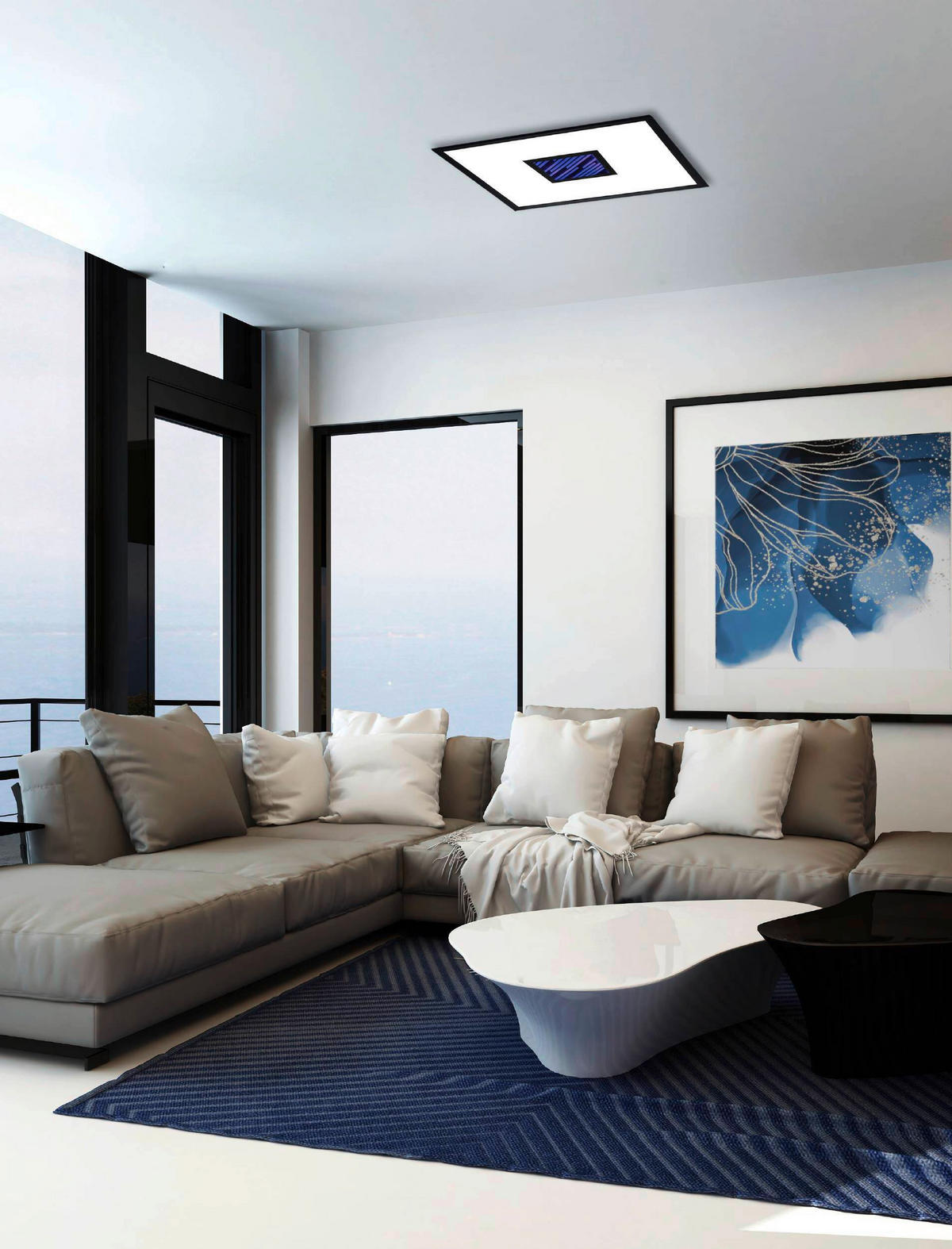 DECKENLEUCHTE    45/45/5 cm  - Schwarz/Weiß, Design, Kunststoff/Metall (45/45/5cm) - Eglo