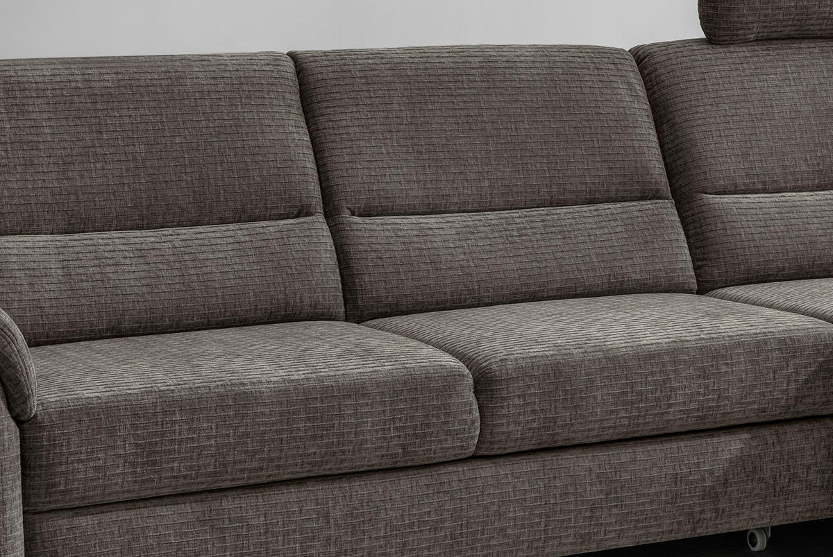 ECKSOFA in Mikrofaser Graubraun  - Graubraun/Schwarz, Modern, Holz/Textil (279/176cm) - Livetastic