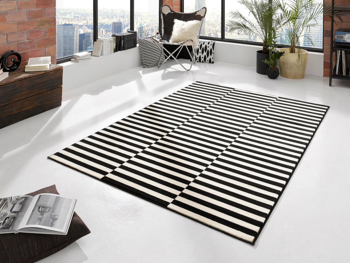 FLACHWEBETEPPICH 80/150 cm Gloria Creme, Schwarz  - Creme/Schwarz, Design, Kunststoff/Textil (80/150cm)