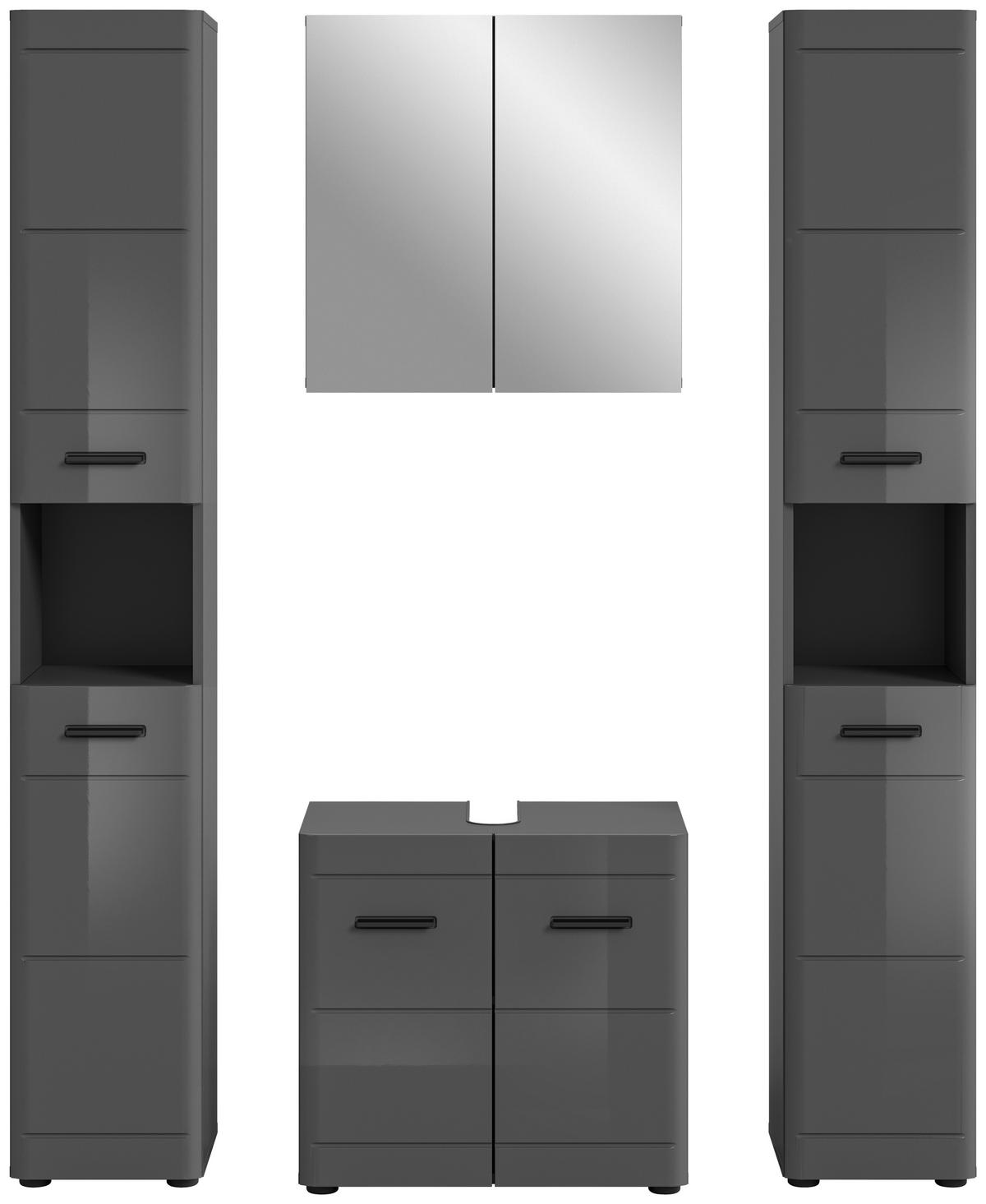 KOPALNICA  siva, visoki sijaj  - siva/črna, Moderno, umetna masa/leseni material (120cm) - MID.YOU