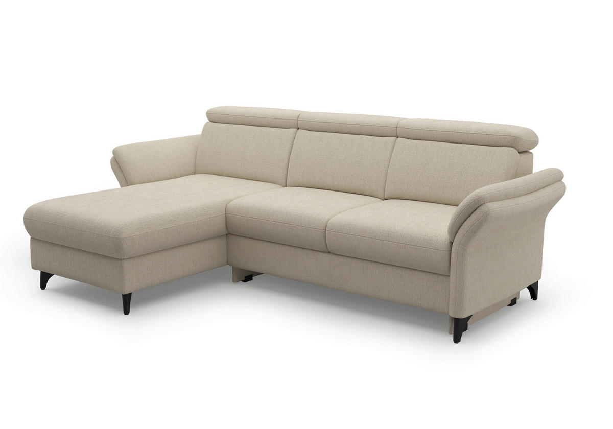 ECKSOFA GLENDALE E Sandfarben Chenille  - Sandfarben/Schwarz, KONVENTIONELL, Textil/Metall (166/253cm) - Sit & More