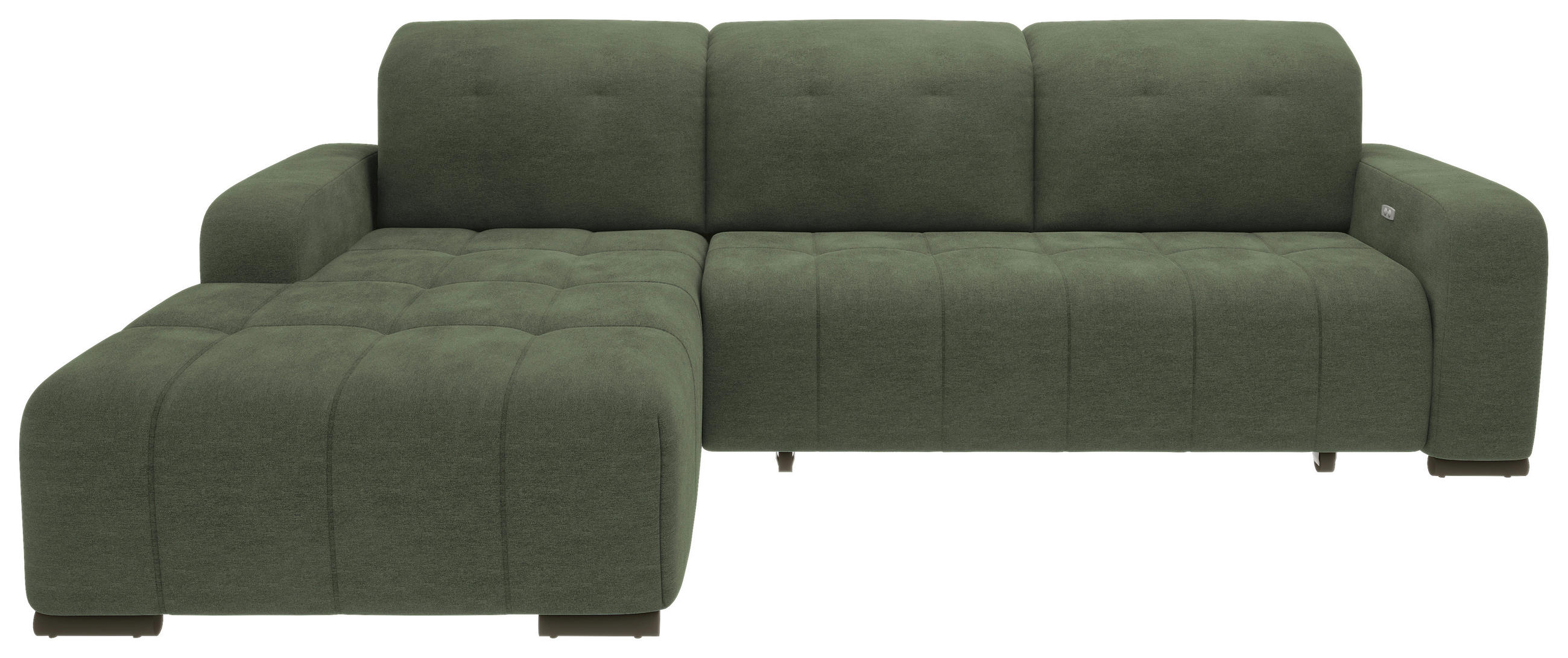 ECKSOFA Vicari Dunkelgrün Chenille  - Dunkelgrün/Schwarz, MODERN, Textil/Metall (292/185cm) - Livetastic