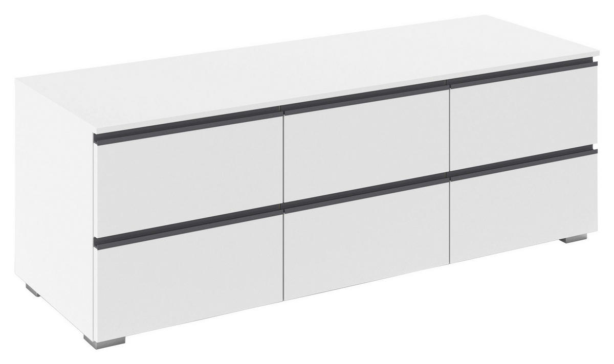 TV-ELEMENT - Silberfarben/Weiß, Trend, Holzwerkstoff/Kunststoff (120/42/42cm) - Xora