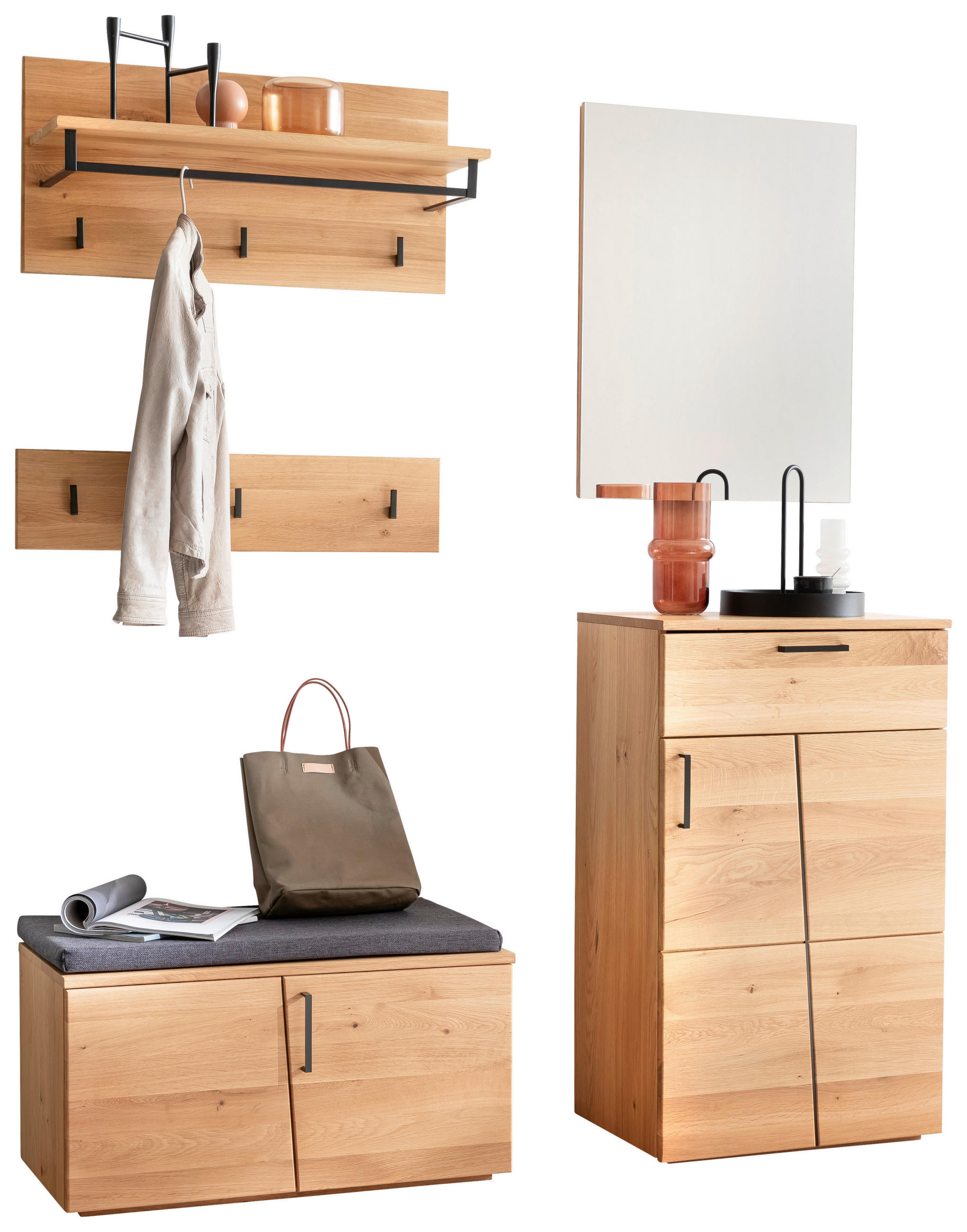 GARDEROBE 6-teilig  in 150/198/40 cm  - Eichefarben/Anthrazit, Natur, Holz/Holzwerkstoff (150/198/40cm)
