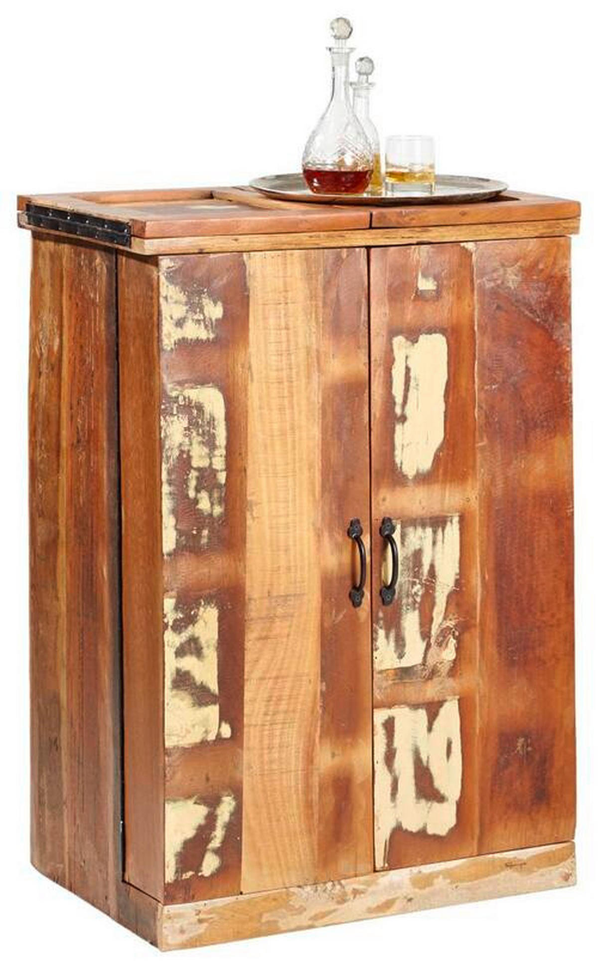 BARSCHRANK Recyclingholz massiv Multicolor, Dunkelbraun, Hellbraun  - Hellbraun/Dunkelbraun, LIFESTYLE, Holz/Metall (75/107/52cm) - Landscape