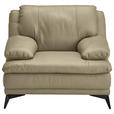 SESSEL in Echtleder Fango  - Fango/Schwarz, Design, Leder/Metall (115/92/98cm) - Novel