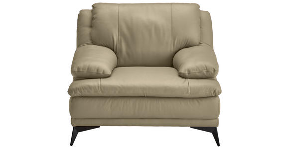 SESSEL in Echtleder Fango  - Fango/Schwarz, Design, Leder/Metall (115/92/98cm) - Novel