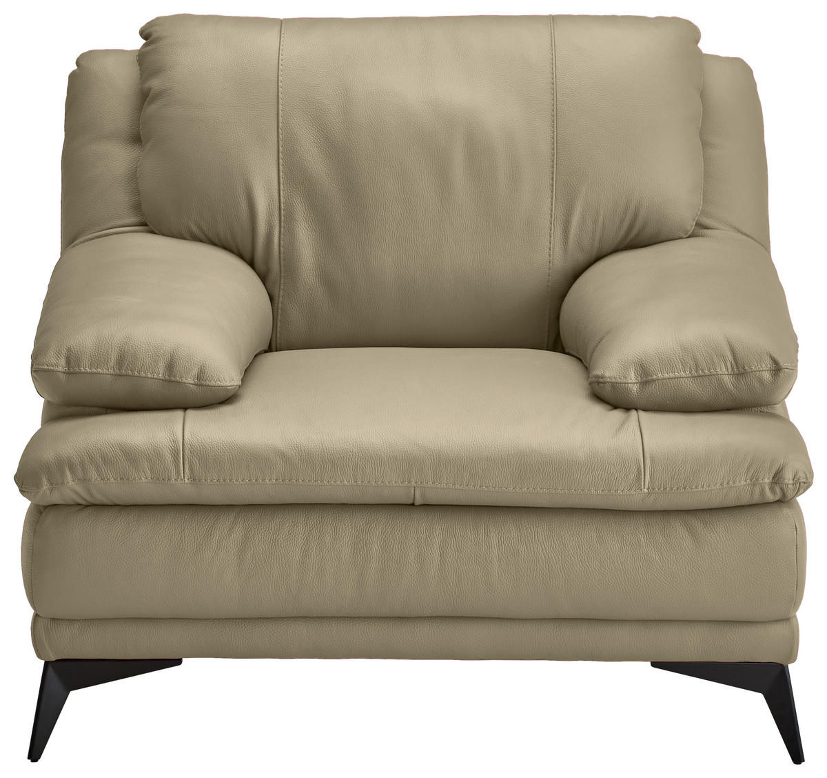 SESSEL in Echtleder Fango  - Fango/Schwarz, Design, Leder/Metall (115/92/98cm) - Novel