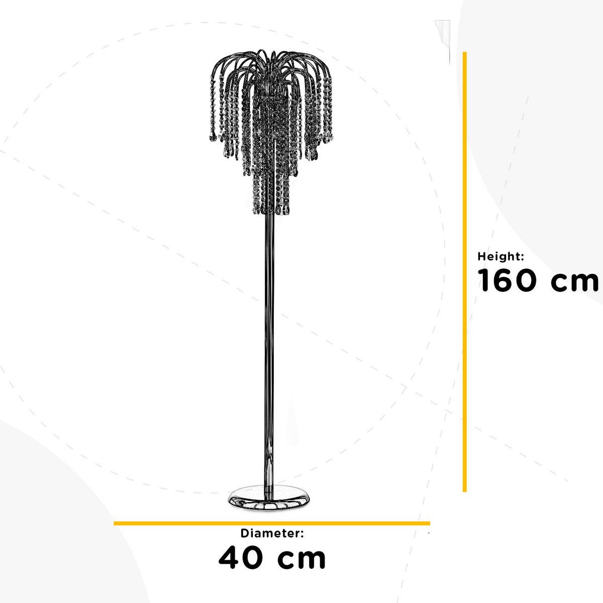 STEHLEUCHTE Modern 40/160 cm  - Chromfarben, KONVENTIONELL, Glas/Metall (40/160cm)