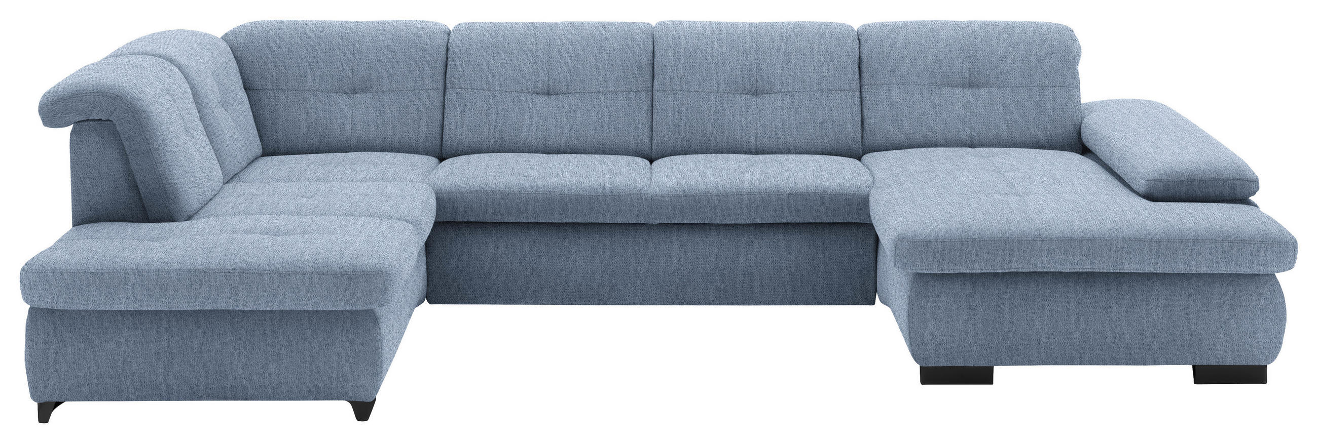 WOHNLANDSCHAFT Hellblau Webstoff  - Schwarz/Hellblau, Design, Textil/Metall (210/337/174cm) - Beldomo Style