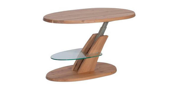COUCHTISCH in Holz, Glas 100/65/48-65 cm - Eichefarben, Natur, Glas/Holz (100/65/48-65cm) - Venda