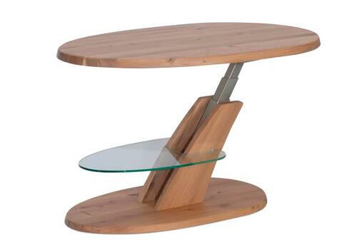 COUCHTISCH Wildeiche massiv ESG 100/65/48-65 cm Freiform Eichefarben  - Eichefarben, Natur, Glas/Holz (100/65/48-65cm)