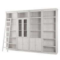 WOHNWAND 4-teilig  in Weiß, Kieferfarben  296/223/34 cm  - Weiß/Kieferfarben, Design, Glas/Holz (296/223/34cm) - Livetastic