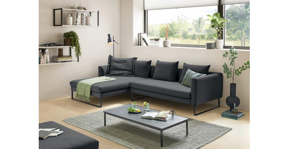 ECKSOFA in Feincord Anthrazit  - Anthrazit/Schwarz, KONVENTIONELL, Textil/Metall (178/284cm) - Hom`in