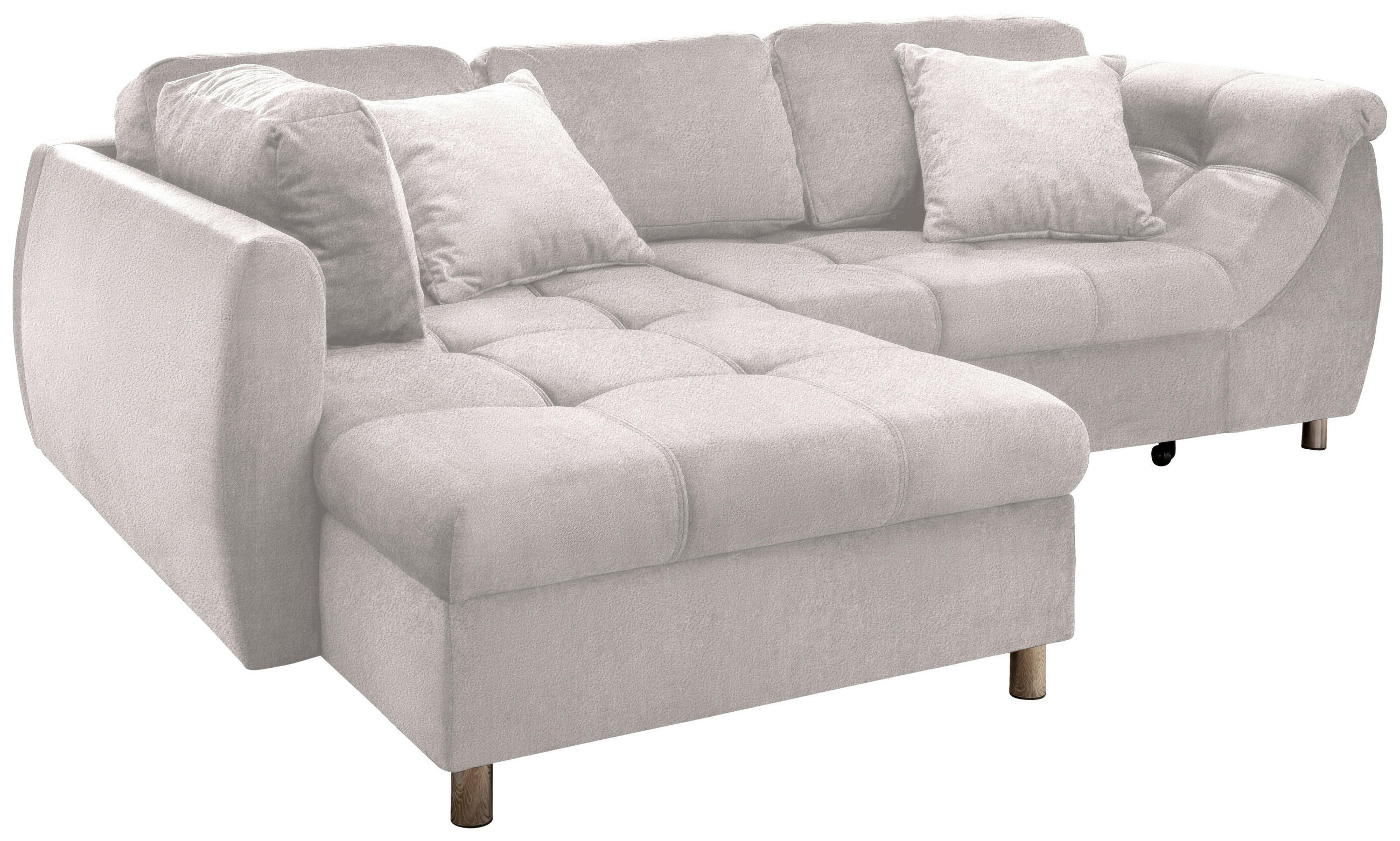 HÖRNBÄDDSOFFA i textil beige  - beige/kromfärg, Modern, metall/textil (190/250cm) - Livetastic