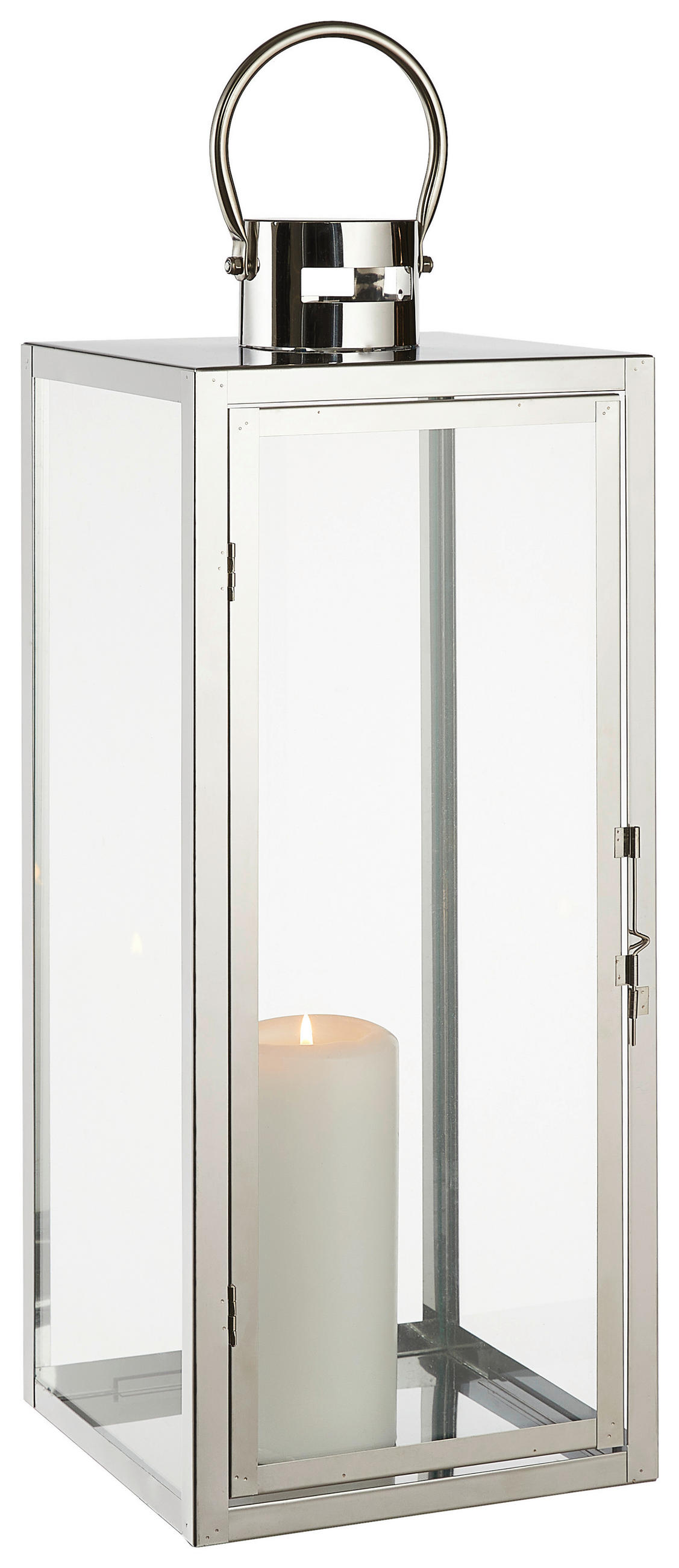 LATERNE - Chromfarben/Silberfarben, LIFESTYLE, Glas/Metall (21/54/21cm) - Ambia Home