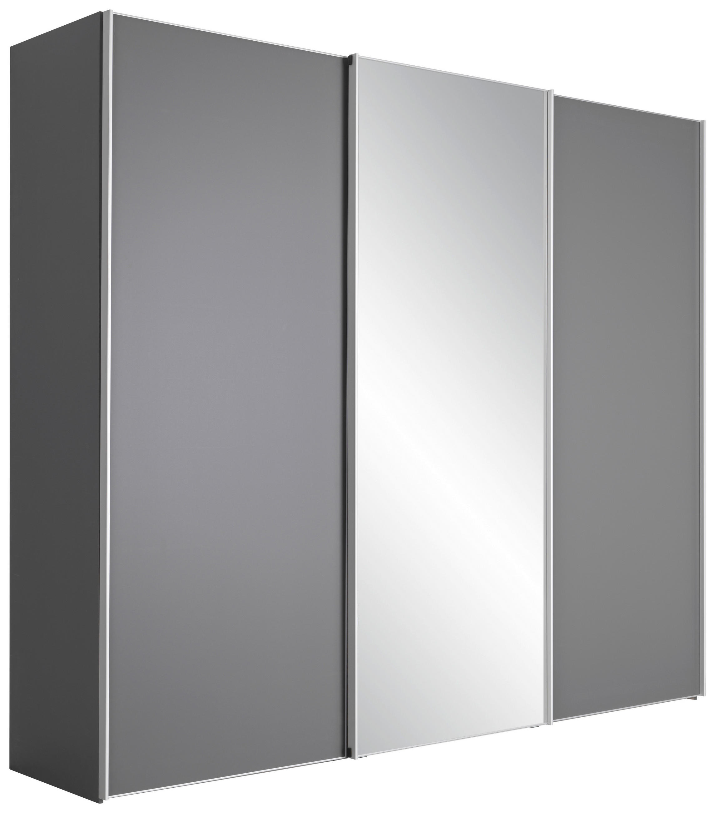 ŠATNÍ SKŘÍŇ SE ZRCADLEM, tmavě šedá, 280/240/68 cm - tmavě šedá/barvy hliníku, Konvenční, kov/kompozitní dřevo (280/240/68cm) - Moderano