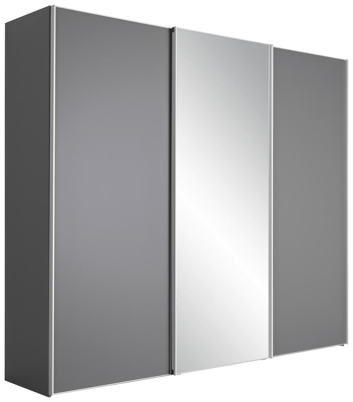 SCHWEBETÜRENSCHRANK in Dunkelgrau  - Dunkelgrau/Alufarben, Konventionell, Glas/Holzwerkstoff (249/240/68cm) - Moderano