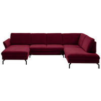 WOHNLANDSCHAFT in Velours Rot, Beere  - Beere/Rot, Design, Textil/Metall (179/335/220cm) - Beldomo System