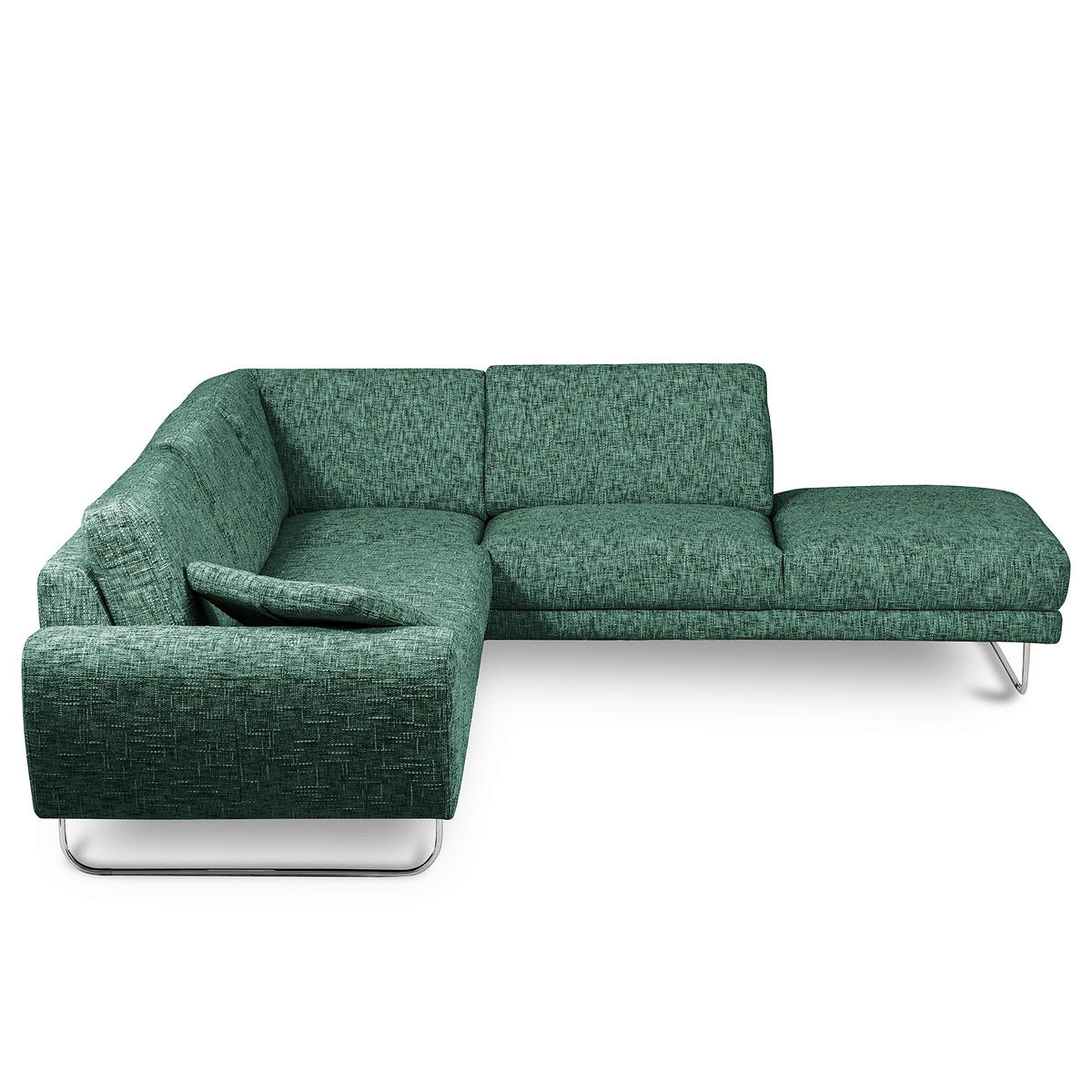 ECKSOFA 273/250 cm SPRING in Webstoff Grün Zierkissen  273/250 cm  - Chromfarben/Grün, Design, Textil/Metall (273/250cm) - Livetastic