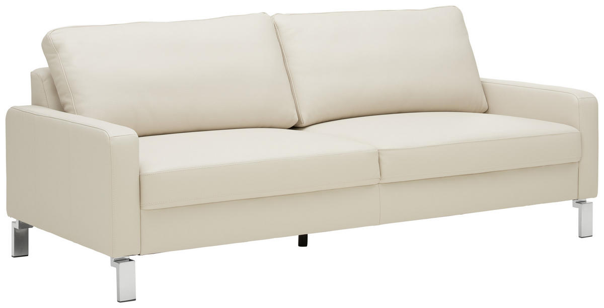 HÁROMÜLÉSES KANAPÉ bőr bézs  - bézs/krómszínű, Design, bőr (204/81/97cm) - Pure Home Lifestyle