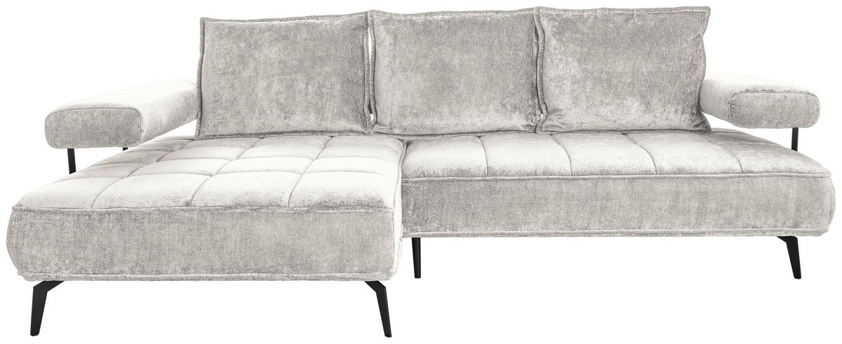 ECKSOFA in Webstoff Beige  - Beige/Schwarz, Design, Textil/Metall (180/266cm) - Welnova