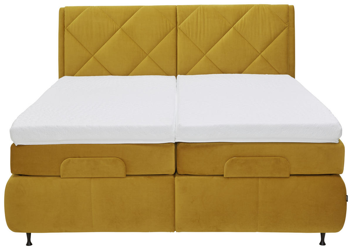 BOXSPRINGBETT 180/200 cm  in Gelb  - Gelb/Schwarz, Konventionell, Textil/Metall (180/200cm) - Dieter Knoll