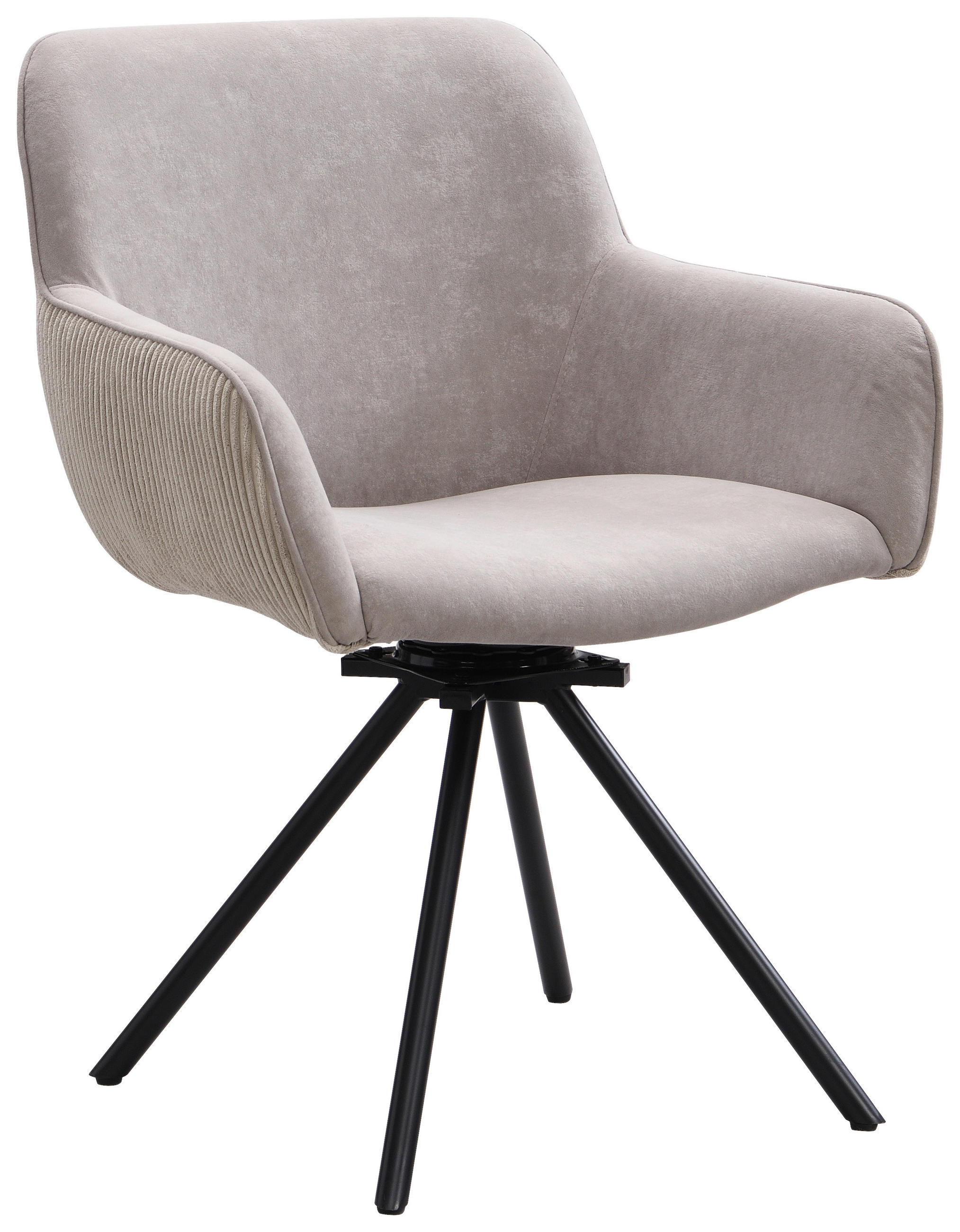 ARMLEHNSTUHL  in Eisen Cord, Webstoff  - Greige/Schwarz, Design, Textil/Metall (61/82/59cm) - Carryhome