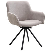 ARMLEHNSTUHL  in Eisen Cord, Webstoff  - Greige/Schwarz, Design, Textil/Metall (61/82/59cm) - Carryhome