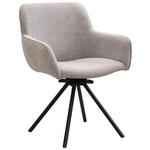 ARMLEHNSTUHL  Sitzfläche 360° drehbar Cord, Webstoff  - Greige/Schwarz, Design, Textil/Metall (61/82/59cm) - Carryhome