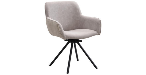 ARMLEHNSTUHL  Sitzfläche 360° drehbar Cord, Webstoff  - Greige/Schwarz, Design, Textil/Metall (61/82/59cm) - Carryhome