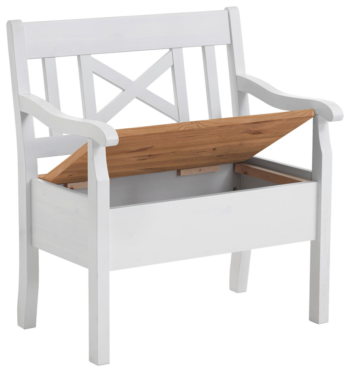 SITZBANK 84/93/58 cm Weiß, Laugenfarbig Kiefer massiv  - Laugenfarbig/Weiß, ROMANTIK / LANDHAUS, Holz (84/93/58cm) - Boxxx