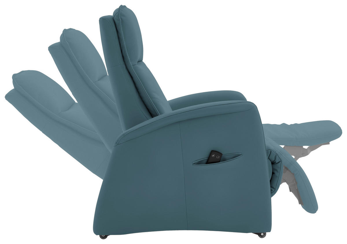 FERNSEHSESSEL in Blau  - Blau/Schwarz, Design, Leder/Kunststoff (79/114/87-176cm) - Valdera