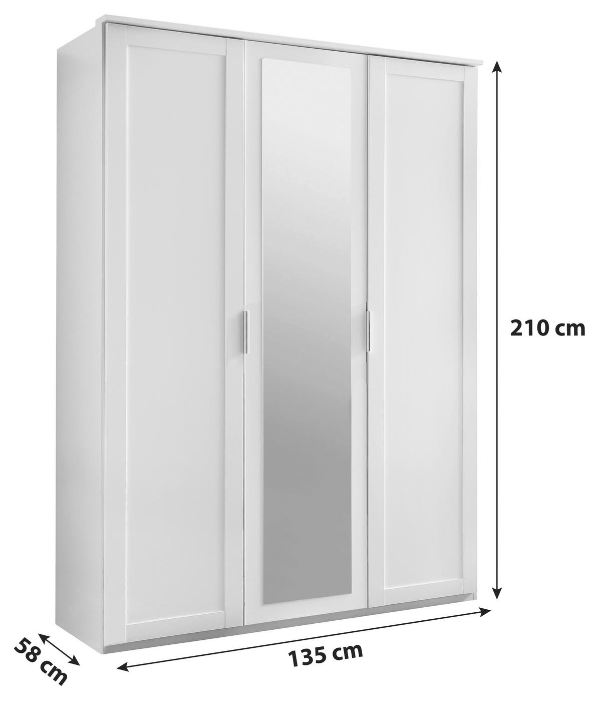 DREHTÜRENSCHRANK in Weiss  - Weiss/Silberfarben, Konventionell, Glas/Holzwerkstoff (135/210/58cm) - MID.YOU