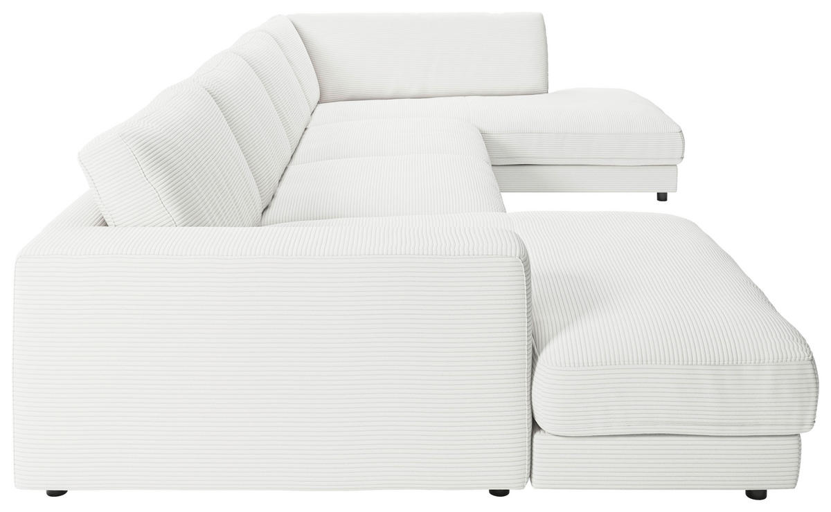 WOHNLANDSCHAFT Weiß Cord  - Schwarz/Weiß, Design, Kunststoff/Textil (190/425/224cm) - Pure Home Lifestyle
