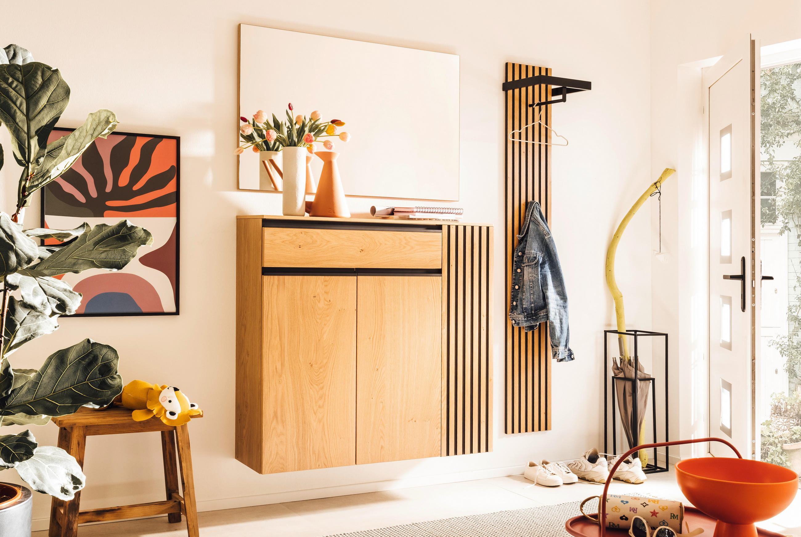 GARDE-ROBE 3-teilig in 150/200/30 cm - Eichefarben/Schwarz, Design, Holz/Holzwerkstoff (150/200/30cm) - Moderano