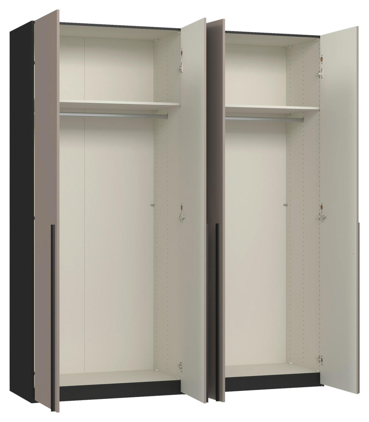 DREHTÜRENSCHRANK 203/236/59 cm,  in Schwarz, Hellbraun, 4-türig  - Hellbraun/Schwarz, Design, Holzwerkstoff/Metall (203/236/59cm) - Jutzler