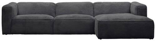 ECKSOFA FEBE Schwarz Cord  - Schwarz, Design, Kunststoff/Textil (332/163cm) - Stylife