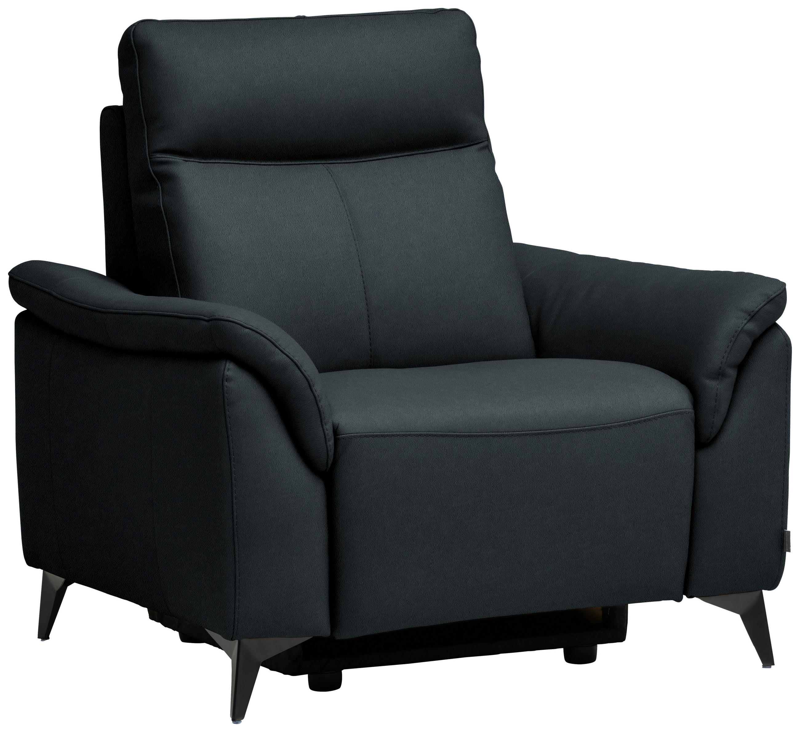 SESSEL in Echtleder Dunkelblau  - Schwarz/Dunkelblau, Design, Leder/Metall (105/107/98cm) - Belluti