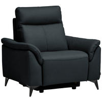 SESSEL in Echtleder Dunkelblau  - Schwarz/Dunkelblau, Design, Leder/Metall (105/107/98cm) - Belluti