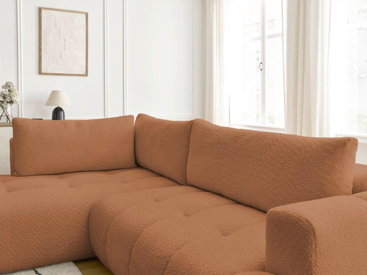 ECKSCHLAFSOFA EVEREST Bouclé Orange  inkl. Rückenkissen, Schlaffunktion  - Schwarz/Orange, MODERN, Kunststoff/Textil (204/282cm)