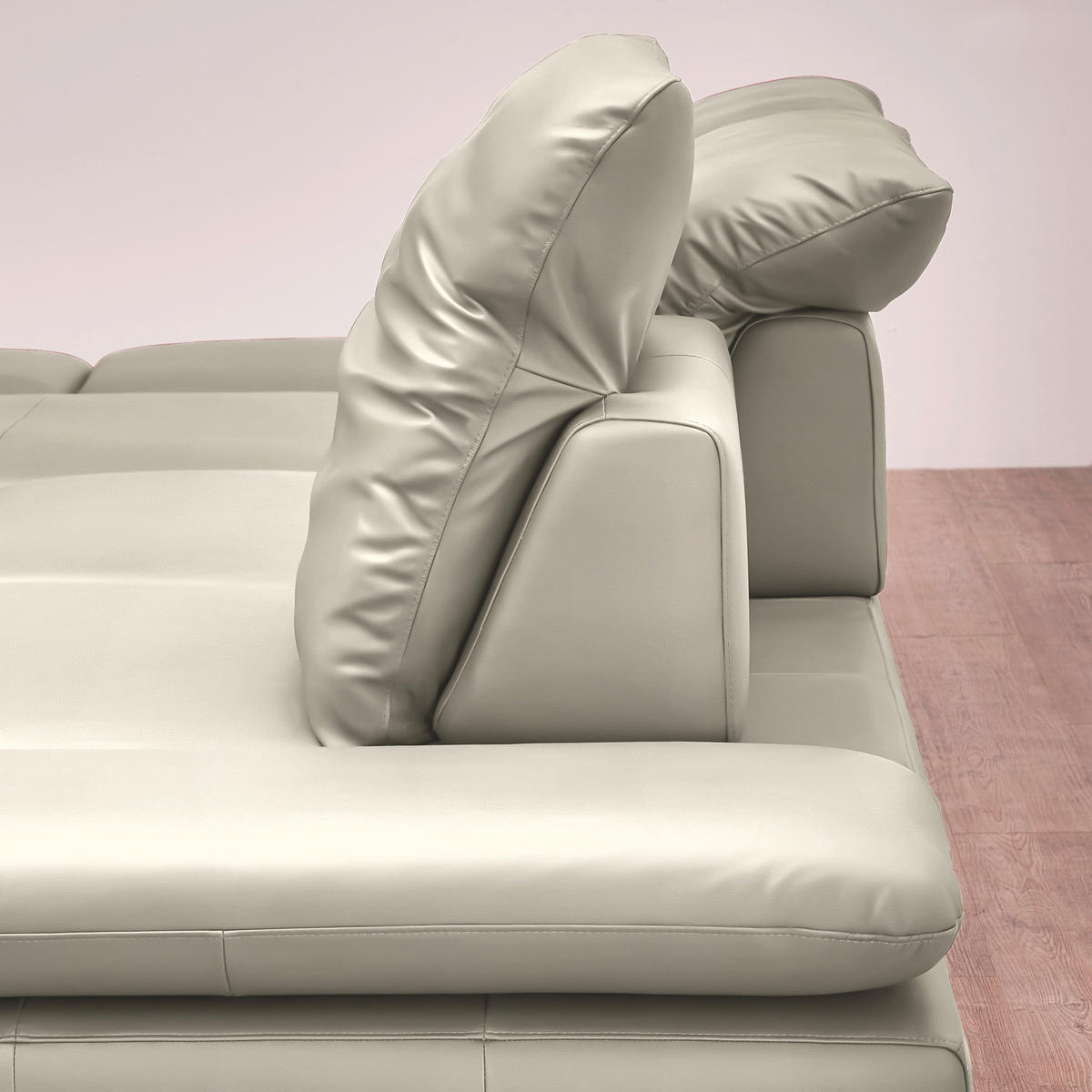 ECKSOFA in Echtleder Hellgrau  - Silberfarben/Hellgrau, Design, Leder/Metall (315/200cm) - Chilliano